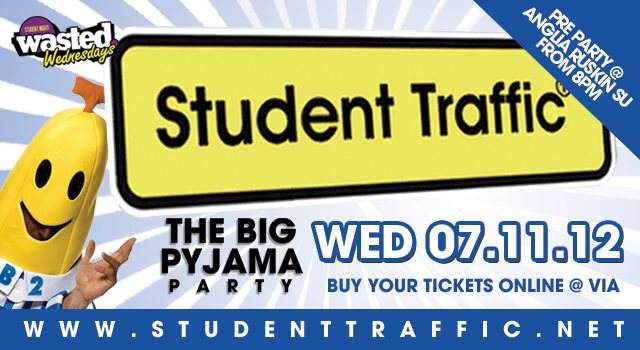 Wasted Wednesdays Meets Student Traffic  - The Big Pyjama Party - Flyer front