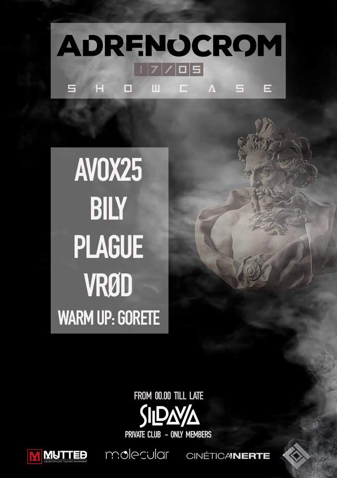 Adrenocrom Showcase with Avox25, Bily, Plague & VRØD - フライヤー表