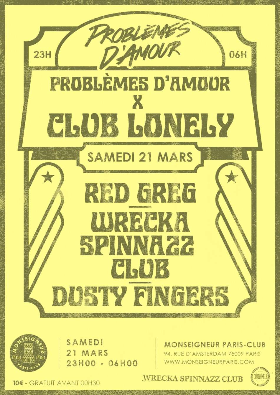 Problèmes D'amour X Club Lonely with Red Greg, Wrecka Spinnazz Club & Dusty Fingers - Página frontal