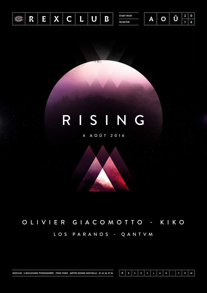 Rising: Olivier Giacomotto, Kiko, Los Paranos, Qantvm - フライヤー表