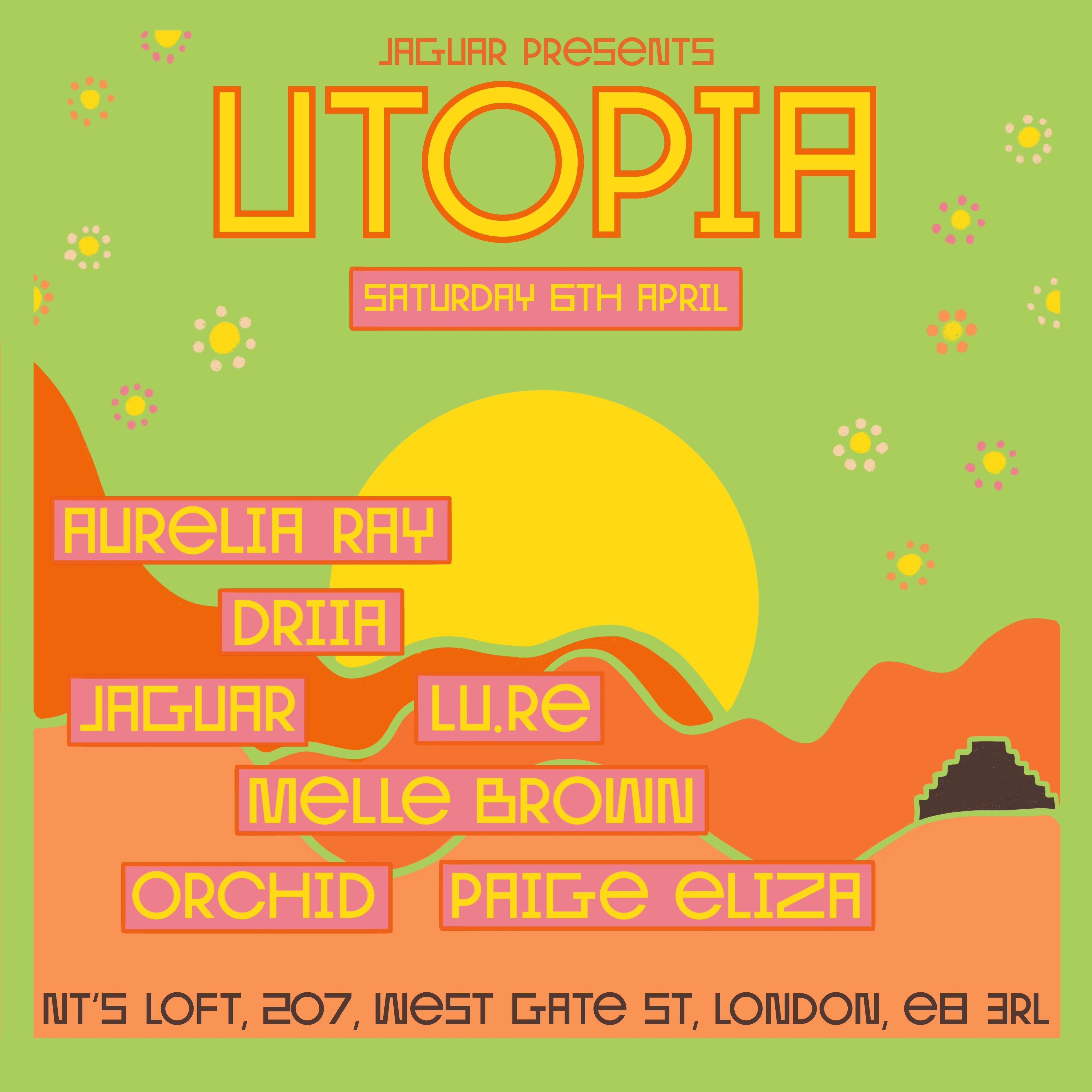 Utopia: Jaguar, Melle Brown, DRIIA, Lu.Re & Paige Eliza - Página frontal