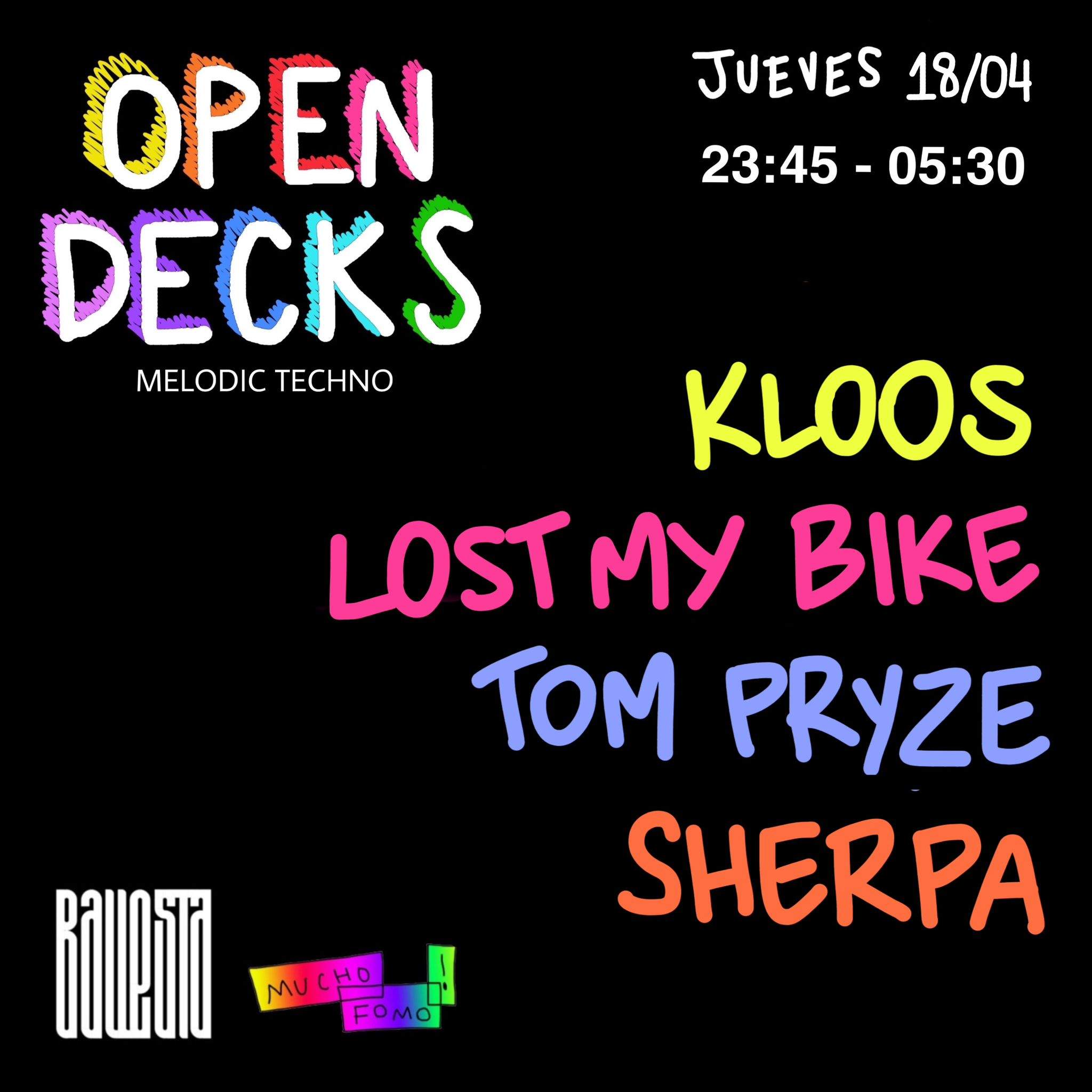 MUCHO FOMO (Open decks): Kloos + Lost My Bike + Tom Pryze + Sherpa - Página frontal