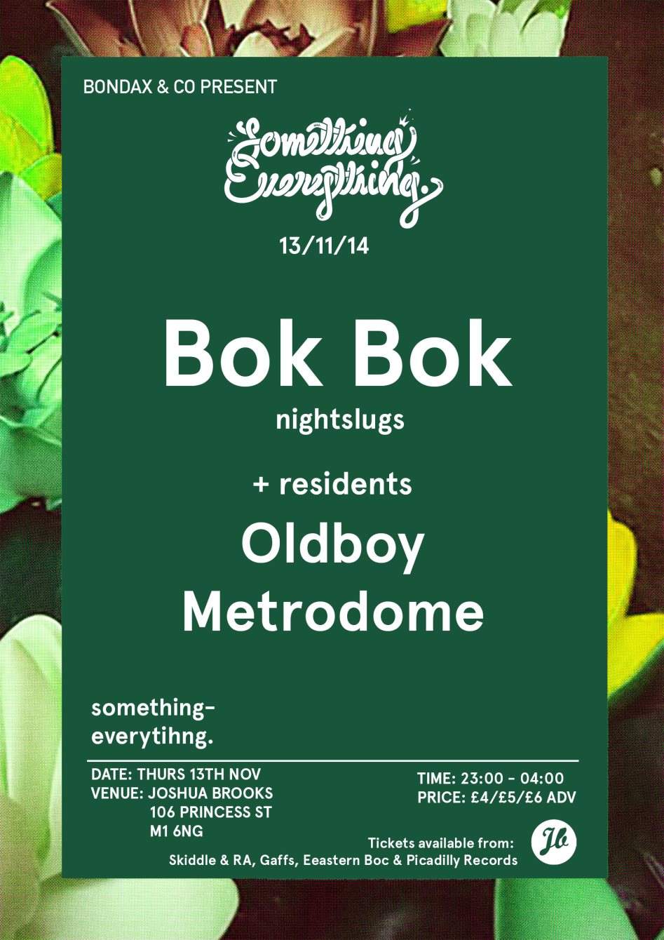 Bondax & Co present: Something Everything with Bok Bok, Oldboy, Metrodome - Página trasera