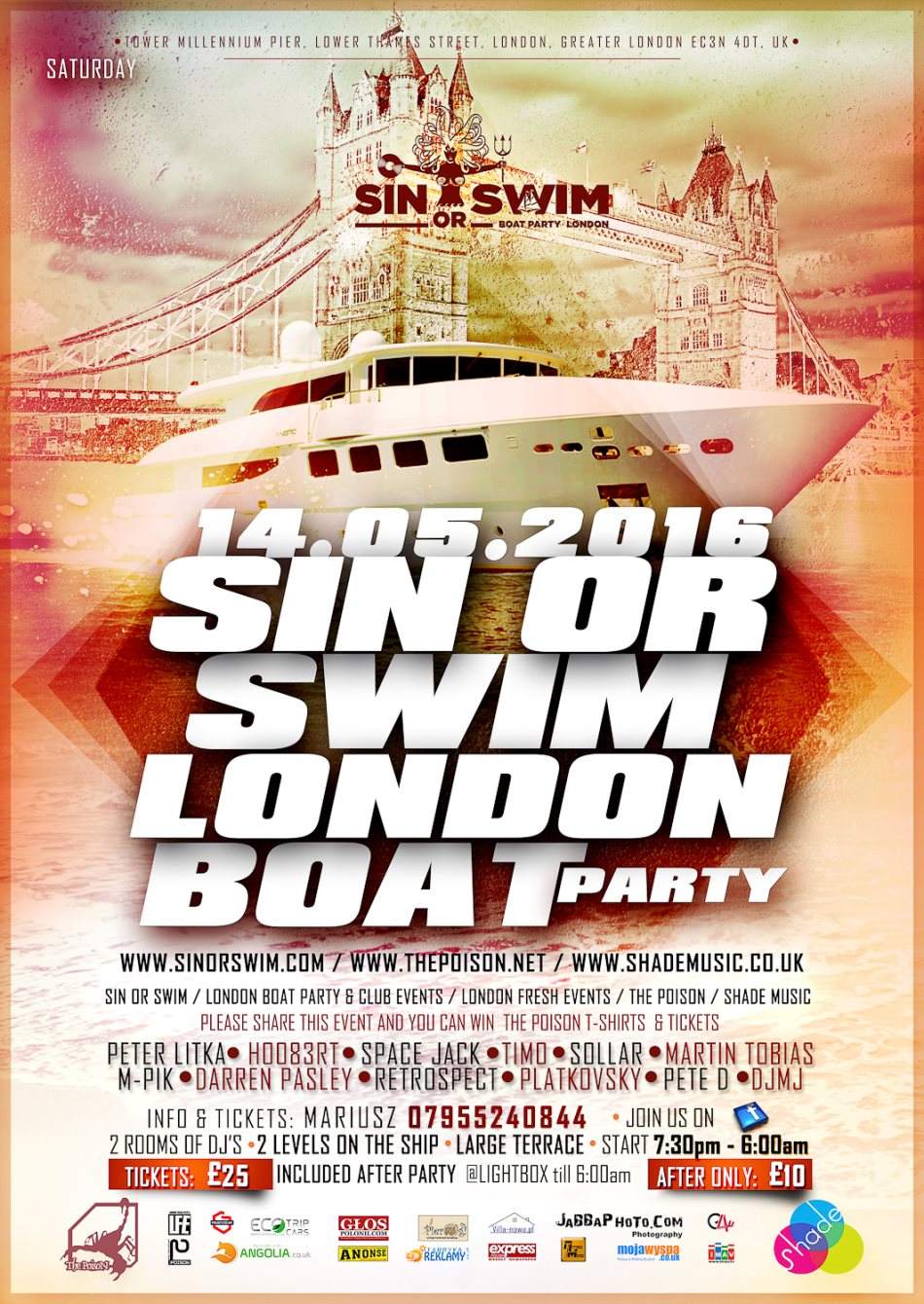 Sin or Swim Boat Party London - フライヤー裏