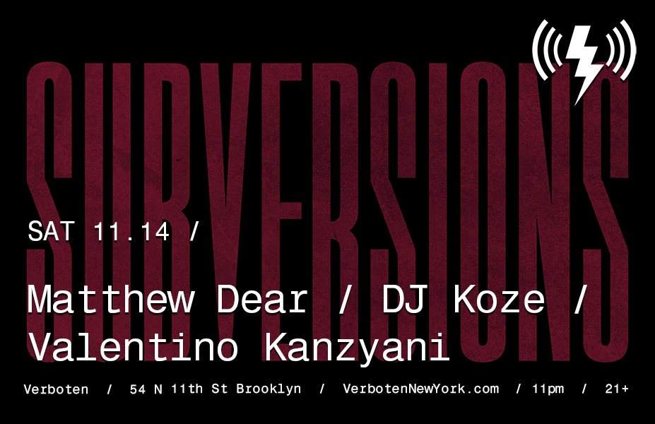 Subversions // Matthew Dear / DJ Koze / Valentino Kanzyani - Página frontal