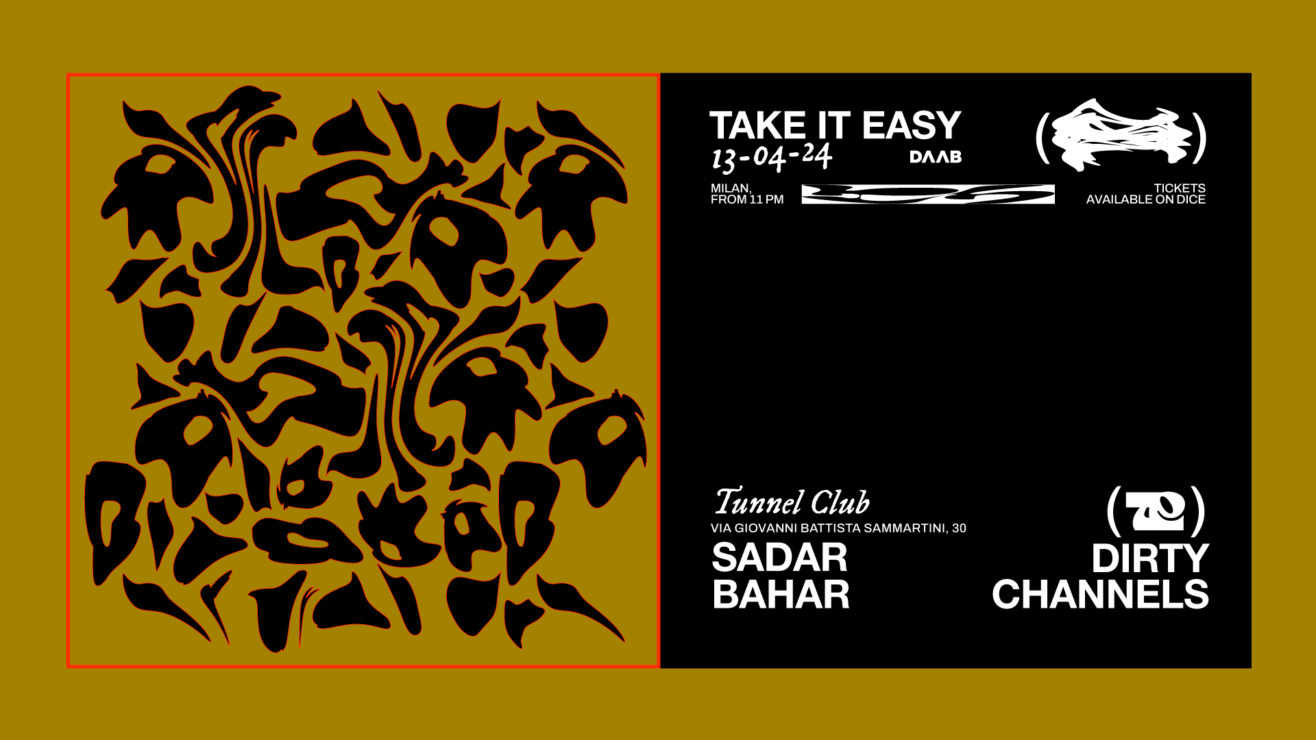 Take It Easy: Sadar Bahar + Dirty Channels - フライヤー表
