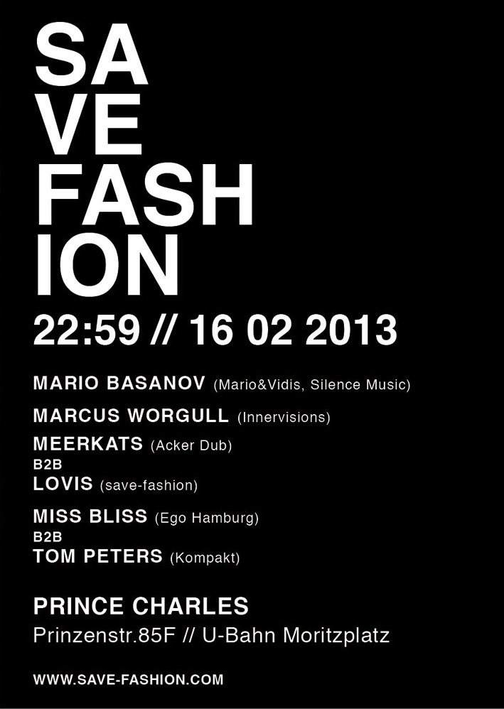 Save Fashion Pres. Mario Basanov & Marcus Worgull - Página frontal