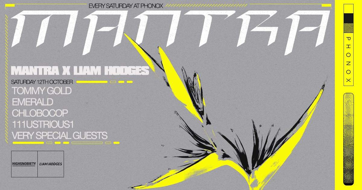Mantra x Liam Hodges: Tommy Gold, Emerald, 111lustrious1, Chlobocop, Very Special Guests - Página frontal