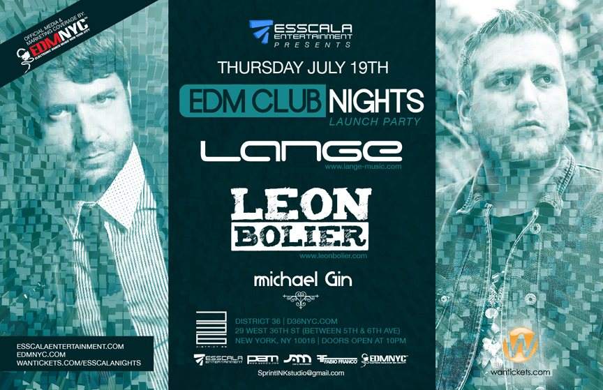 EDM Club Nights with Lange, Leon Bolier & Michael Gin - フライヤー表
