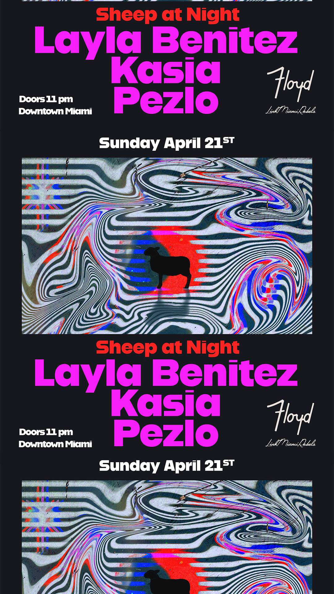 Sheep At Night: Layla Benitez + Kasia + Pezlo - フライヤー表