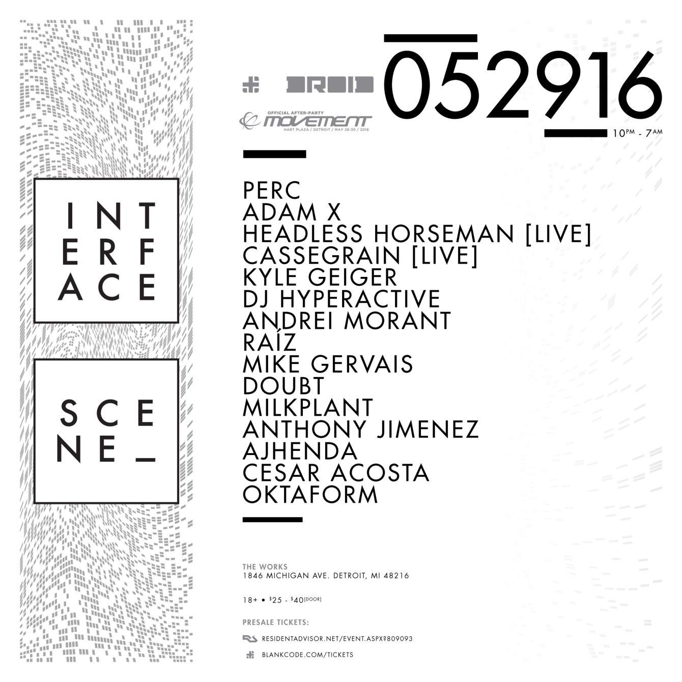 Interface - Scene 2016 - Movement After Party - フライヤー裏
