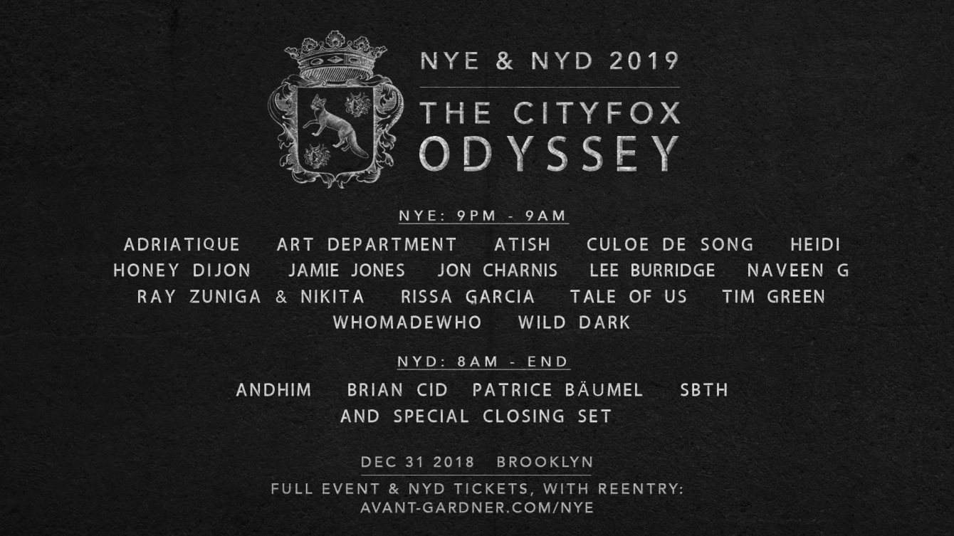 Cityfox Odyssey NYE & NYD: Tale Of Us, Jamie Jones, Lee Burridge, Adriatique & Many More - フライヤー表