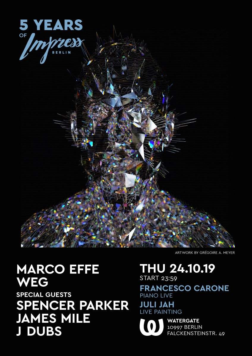 5 Years of Impress with Spencer Parker, Marco Effe, Weg, James Mile, J Dubs - フライヤー表