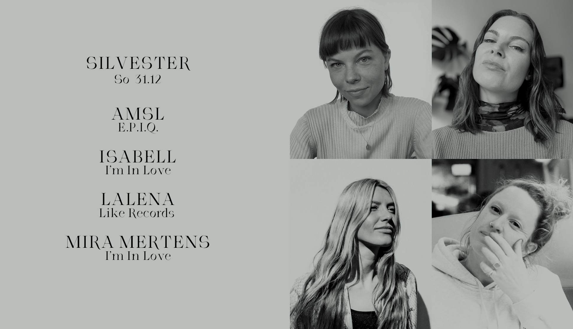 Silvester with AMSL, Isabell, LALENA & Mira Mertens - Página frontal