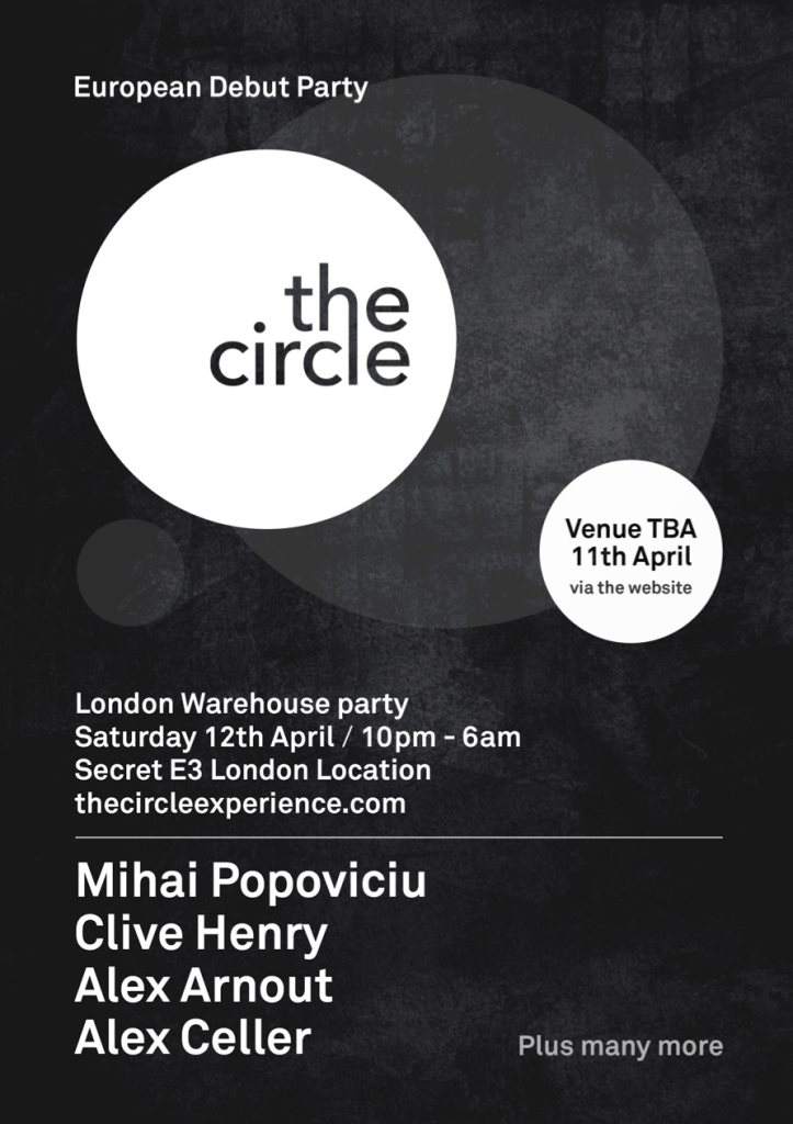 The Circle London - Warehouse Party - フライヤー表
