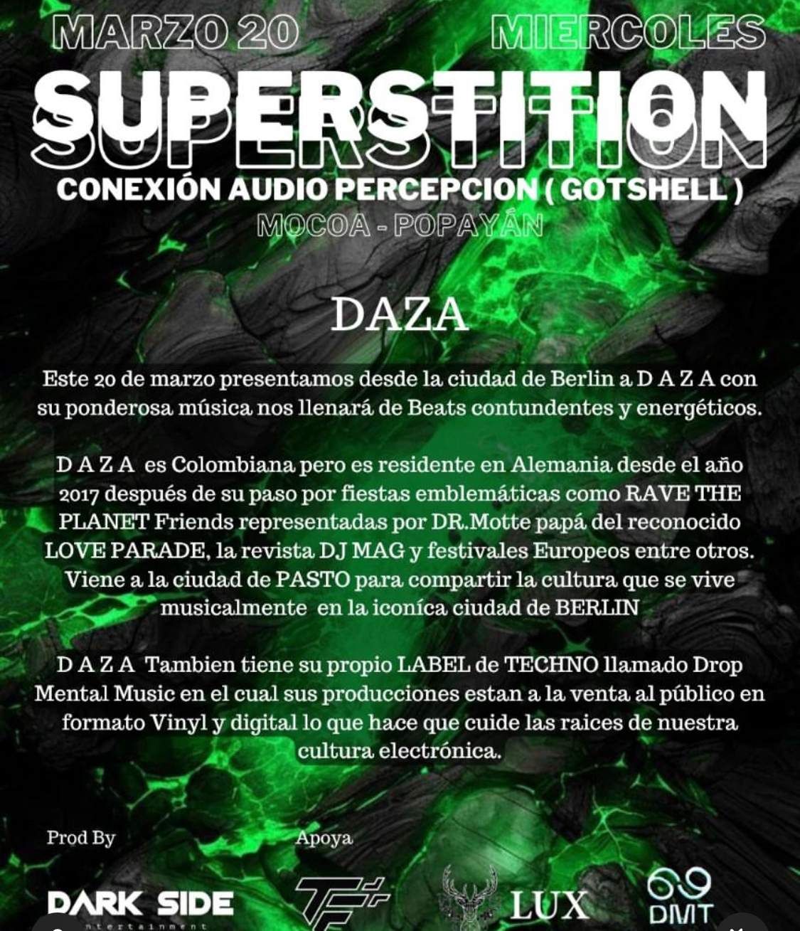 SUPERSTITION with D A Z A - フライヤー裏