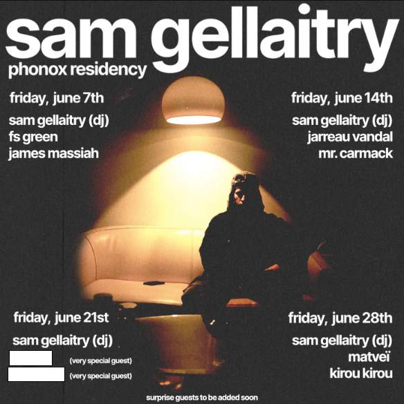 Sam Gellaitry: 4 Fridays in June - フライヤー表
