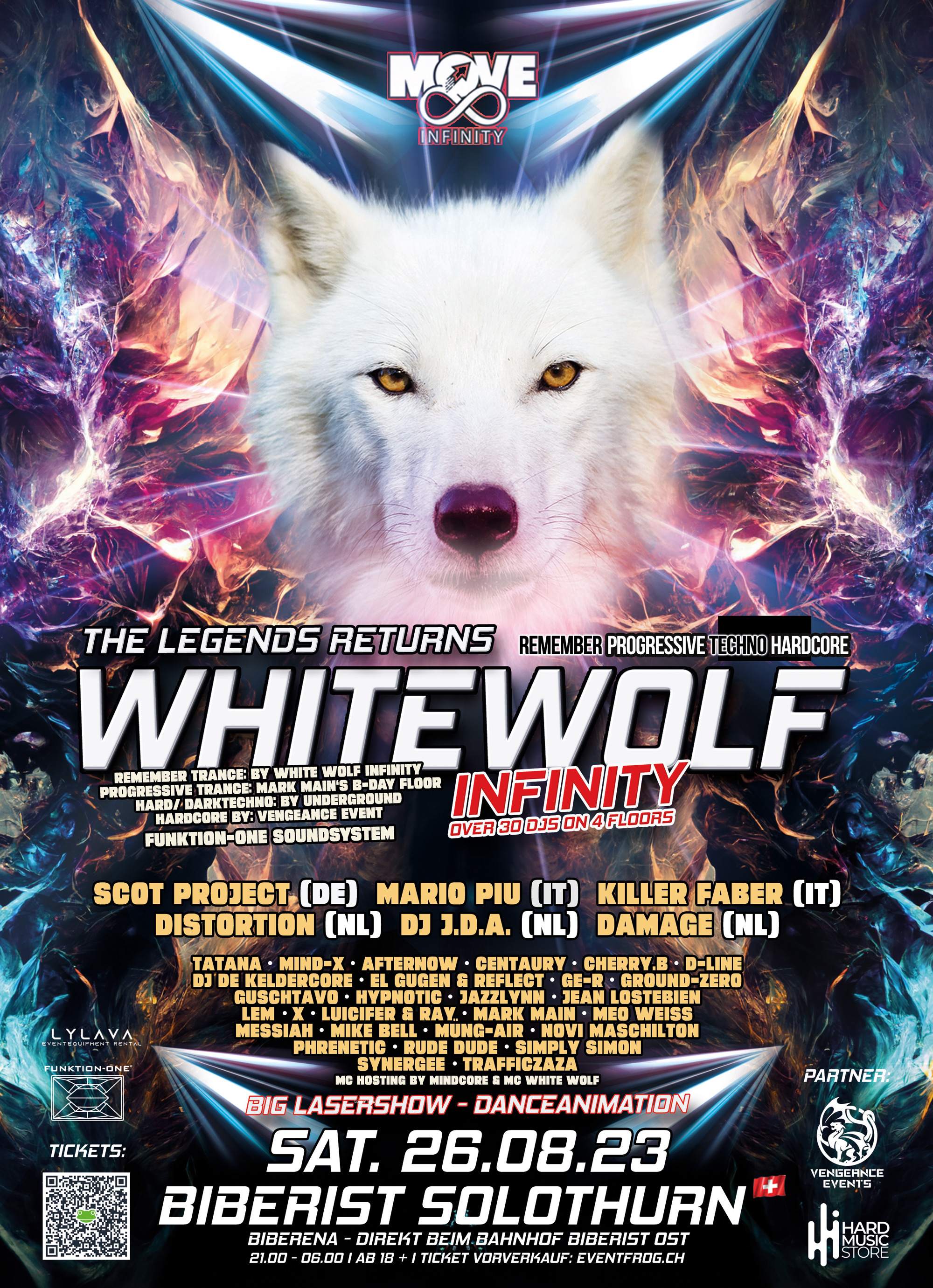 WHITE WOLF Infinity Party - フライヤー表