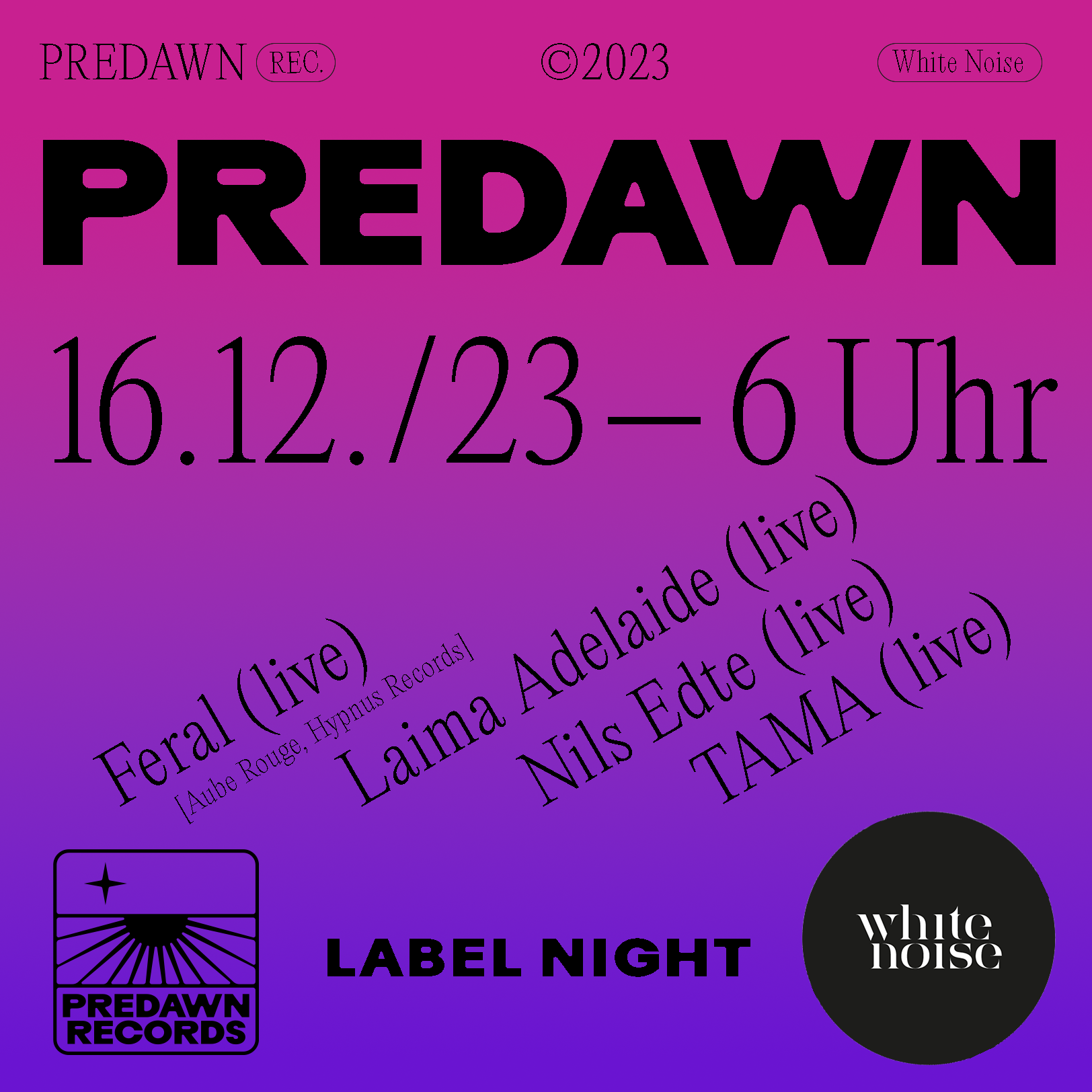 Predawn Label Night with Feral - フライヤー表
