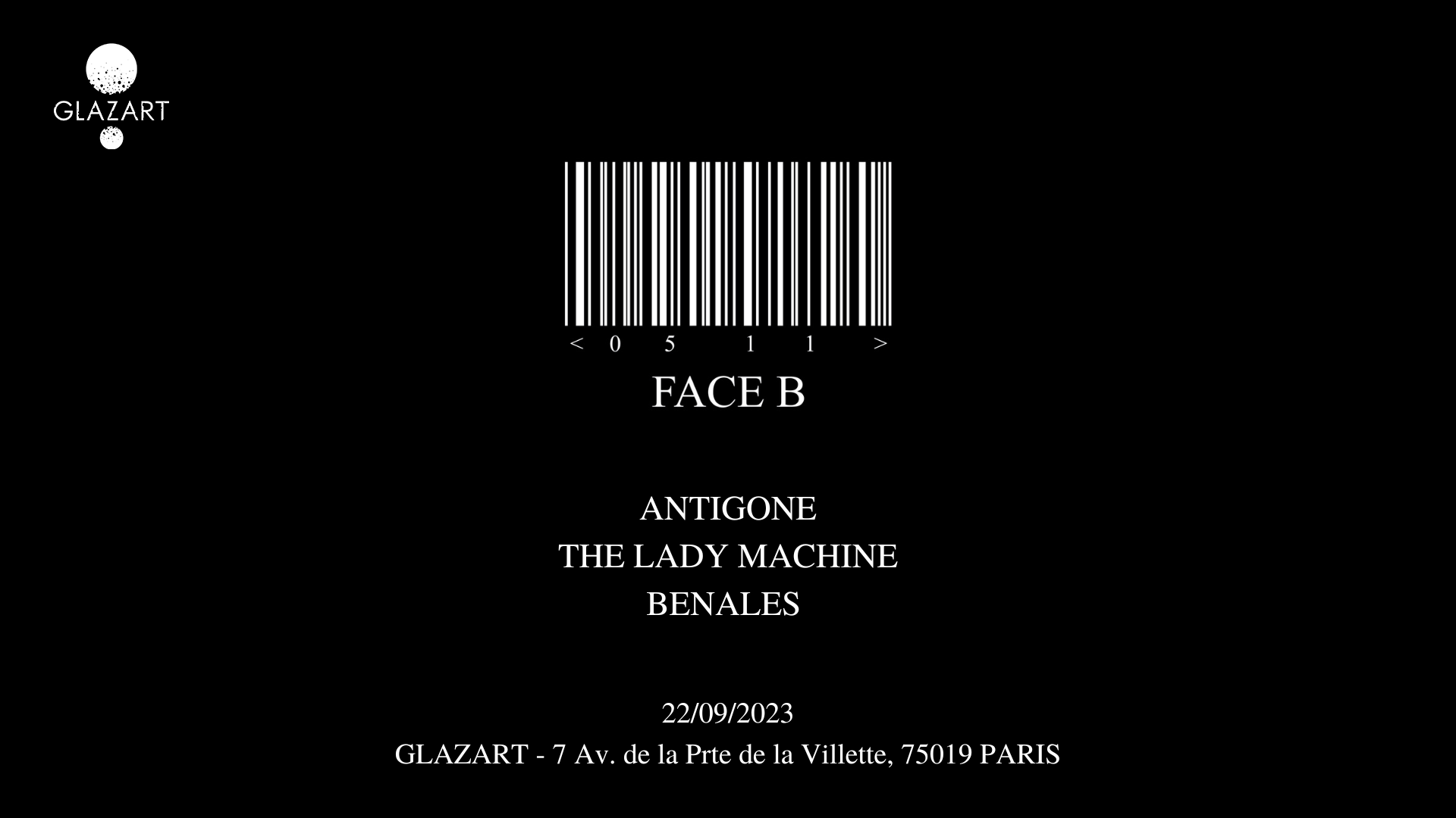 FACE B #009 INVITE Antigone, The Lady Machine & Benales - フライヤー表