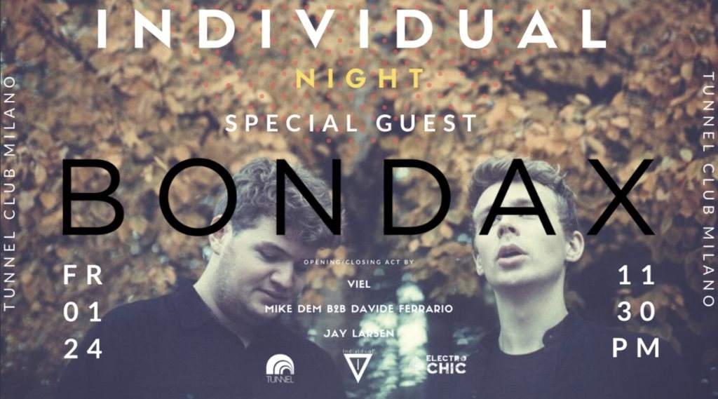 Individual Night - Bondax - Viel - Mike Dem - Davide Ferrario - フライヤー表