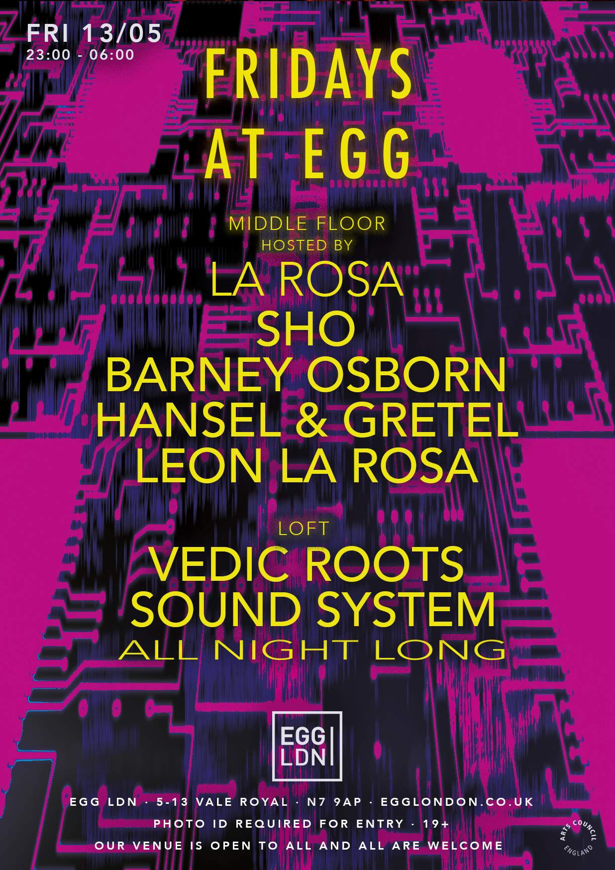 Fridays at EGG: La Rosa, SHO, Vedic Roots (All Night Long) - フライヤー裏