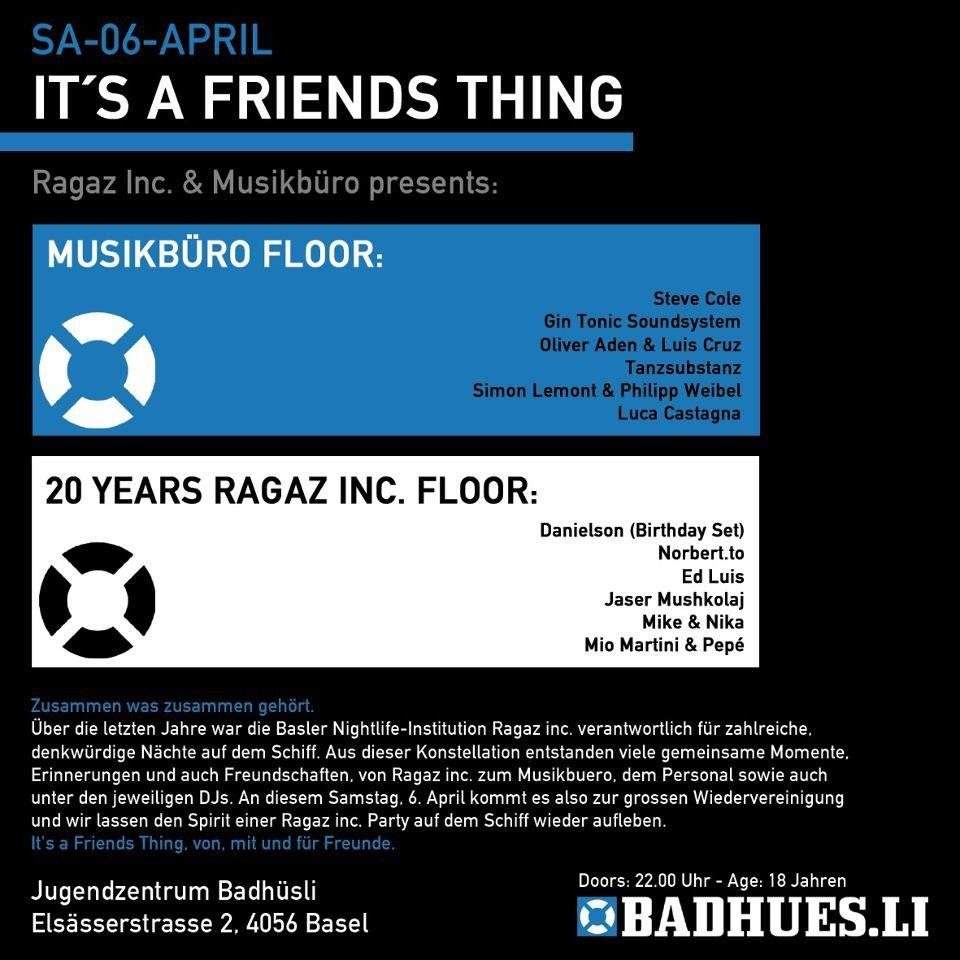 A Friends Thing: Ragaz inc. & Musikbuero - フライヤー表