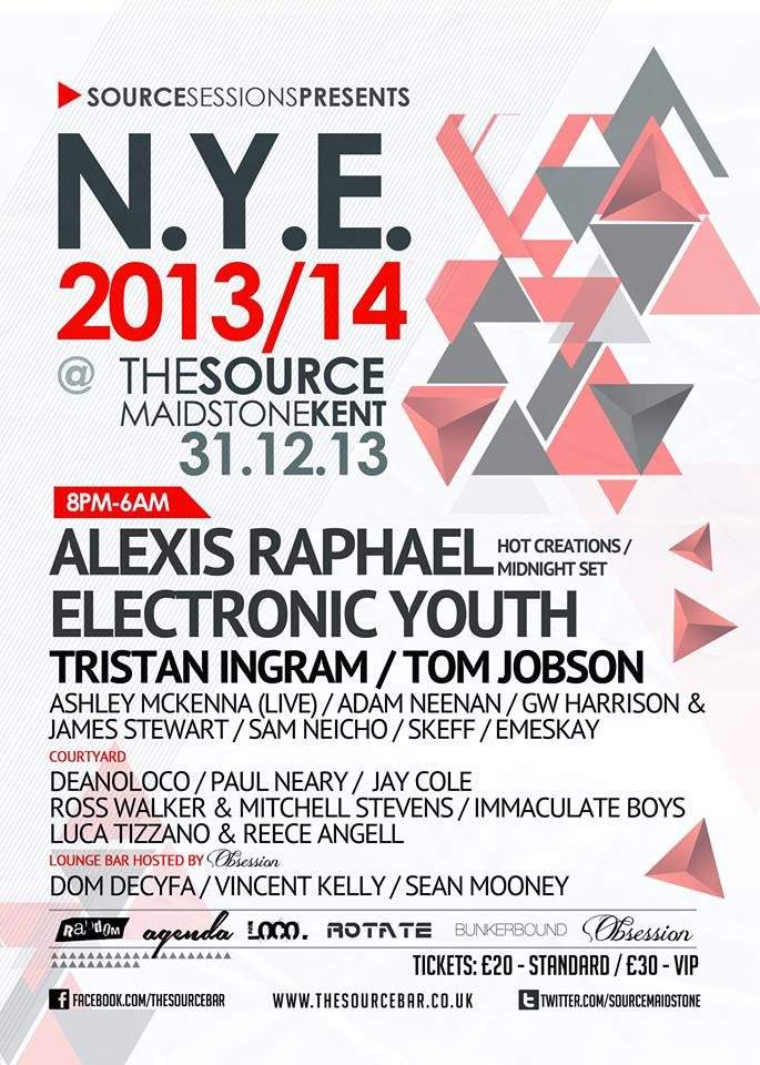 NYE with Alexis Raphael, Electronic Youth, Tristan Ingram - フライヤー表