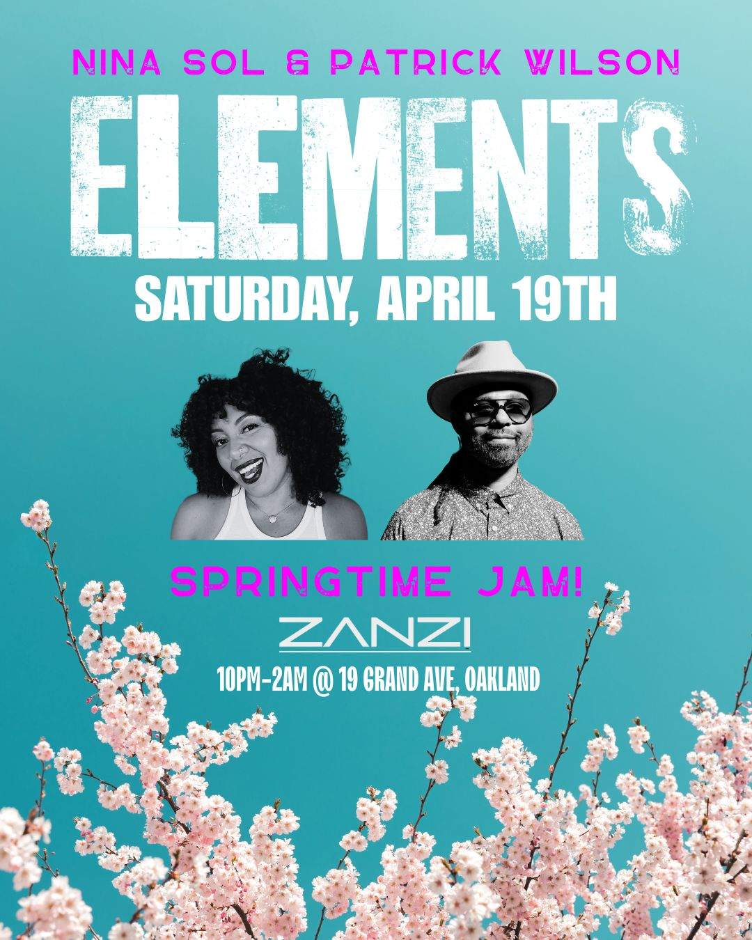 ELEMENTS: Springtime Jam with nina sol & Patrick Wilson at TBA - ZANZI ...