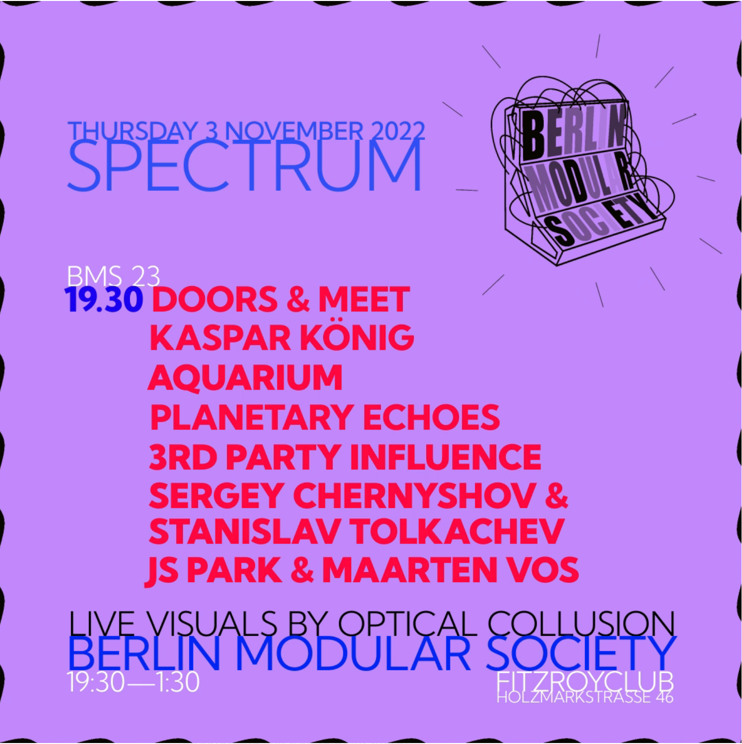 Berlin Modular Society 23: Spectrum (live performance techno) - フライヤー表