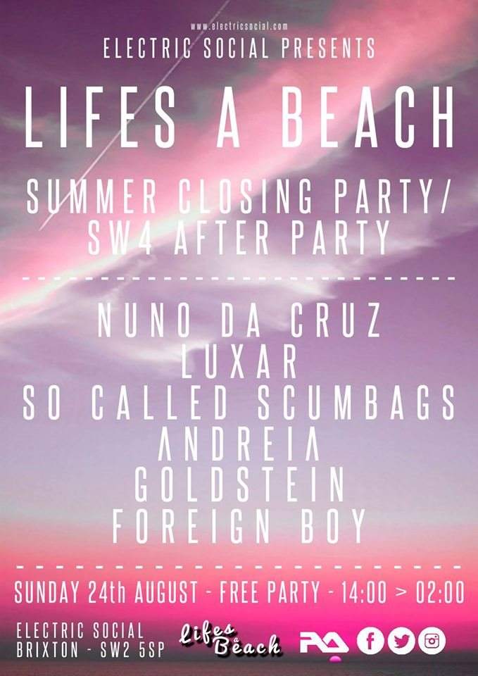Life's A Beach - Summer Closing Party & SW4 After Party - Página frontal