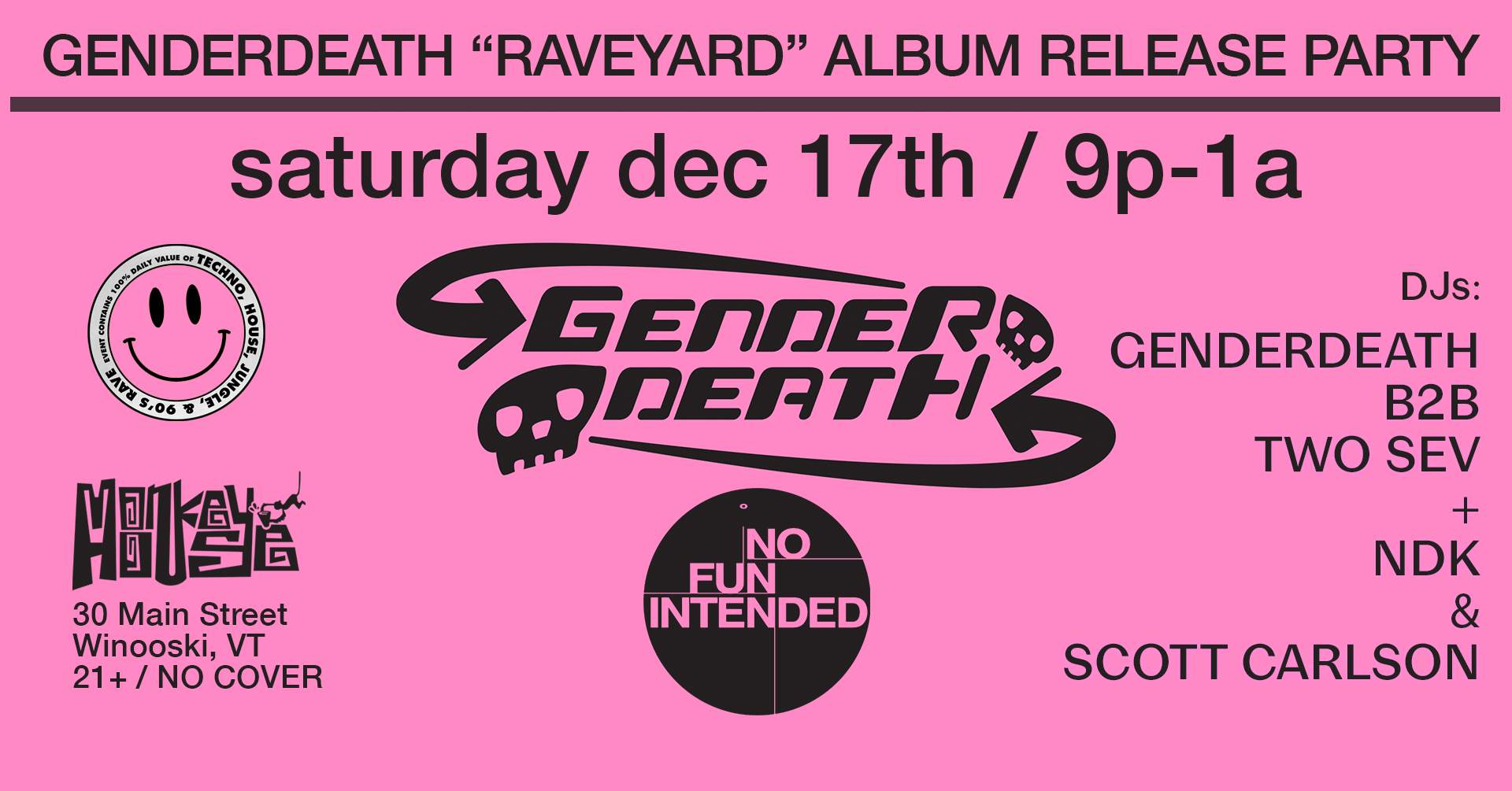 No Fun Intended: Genderdeath 'Raveyard' Album Release Party - Página frontal