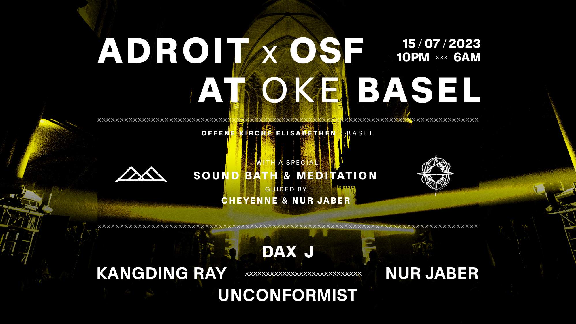 Adroit x OSF at OKE Basel with Dax J, Nur Jaber, Kangding Ray - フライヤー表