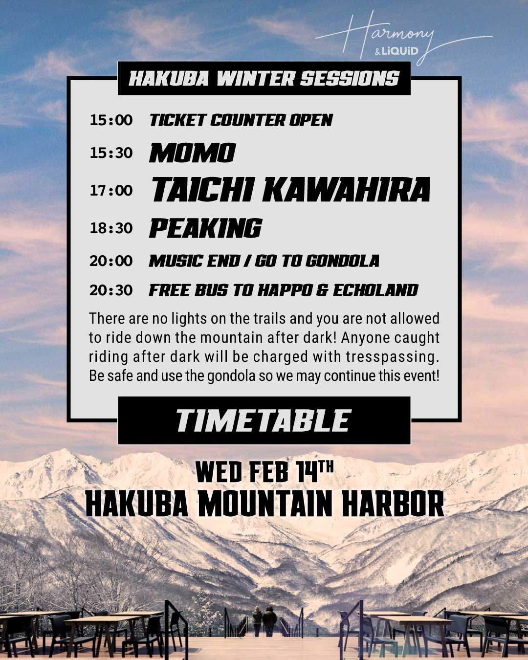 Hakuba Winter Sessions (w/Taichi Kawahira) by Harmony & LiQUiD - フライヤー裏