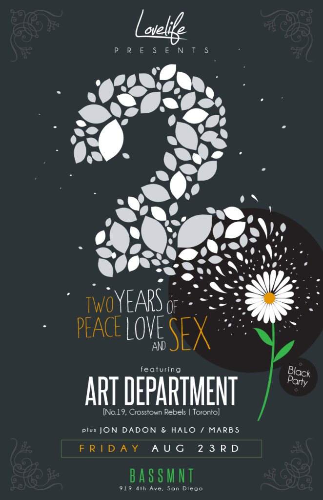 Lovelife presents 2 Years of Peace, Love and Sex Feat. Art Department - フライヤー表