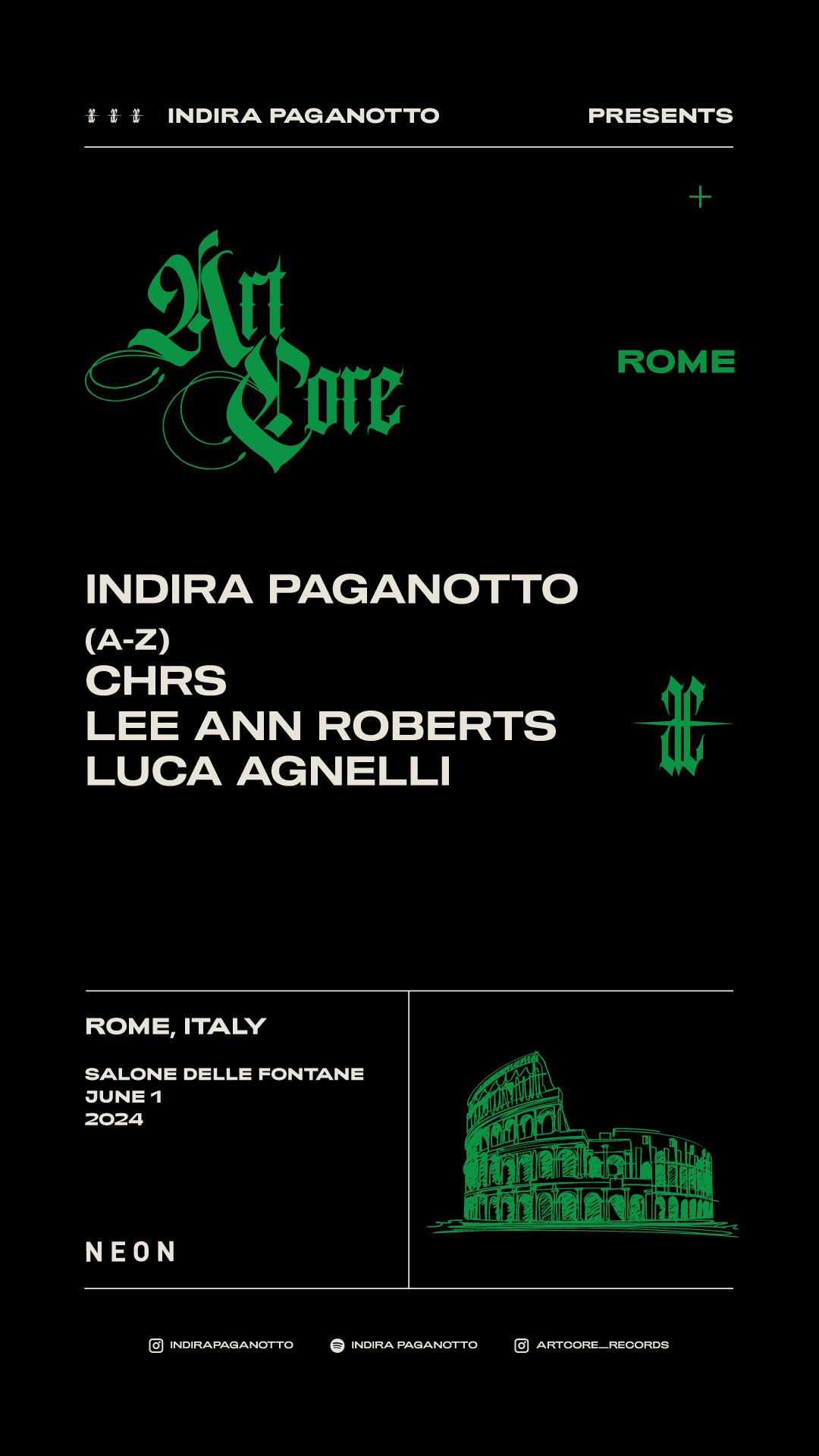 Indira Paganotto presents ARTCORE ITALY - フライヤー表