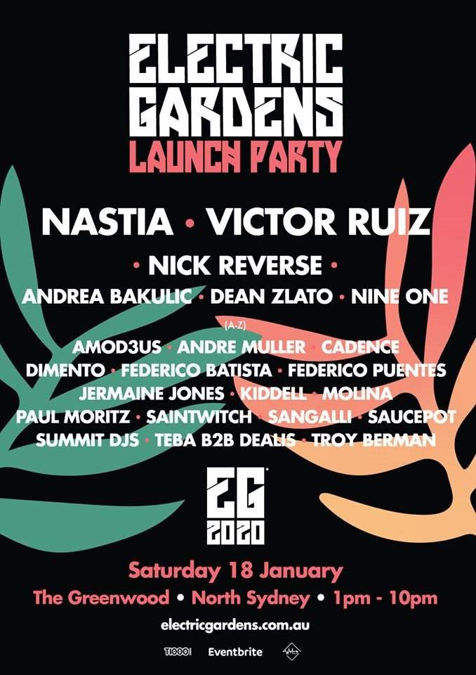 Electric Gardens - Launch Party with Nastia & Victor Ruiz - フライヤー表
