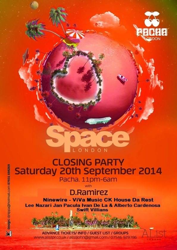 Space - Pacha Closing Party Ft.. D.Ramirez & Early Boat Party - フライヤー表
