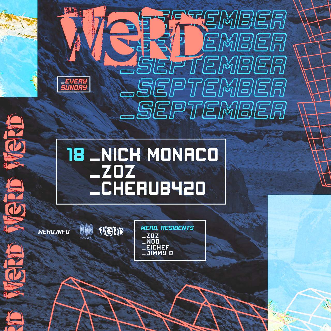 WERD. with Nick Monaco, Zoz, Cherub420 - フライヤー裏