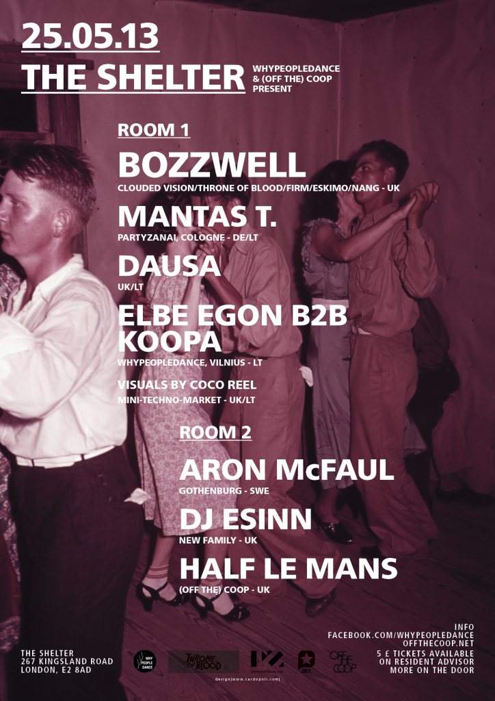 Whypeopledance & (OFF The) Coop present: Bozzwell, Aron Mcfaul, Mantas T, DJ Esinn, Dausa - フライヤー表