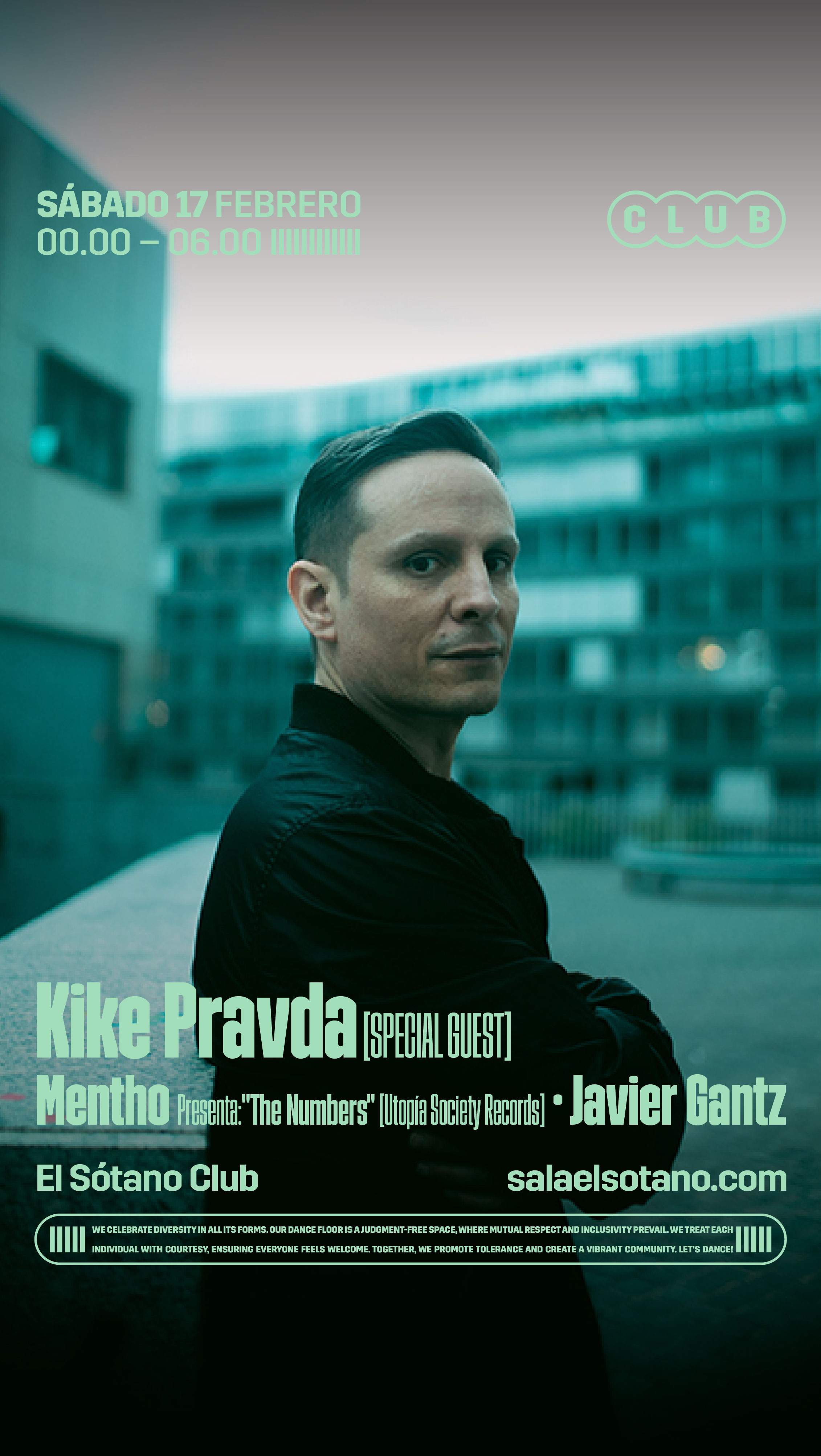 EL SÓTANO Club: Kike Pravda, Mentho presenta: The Numbers (Utopia society records) Javier Gantz - フライヤー表
