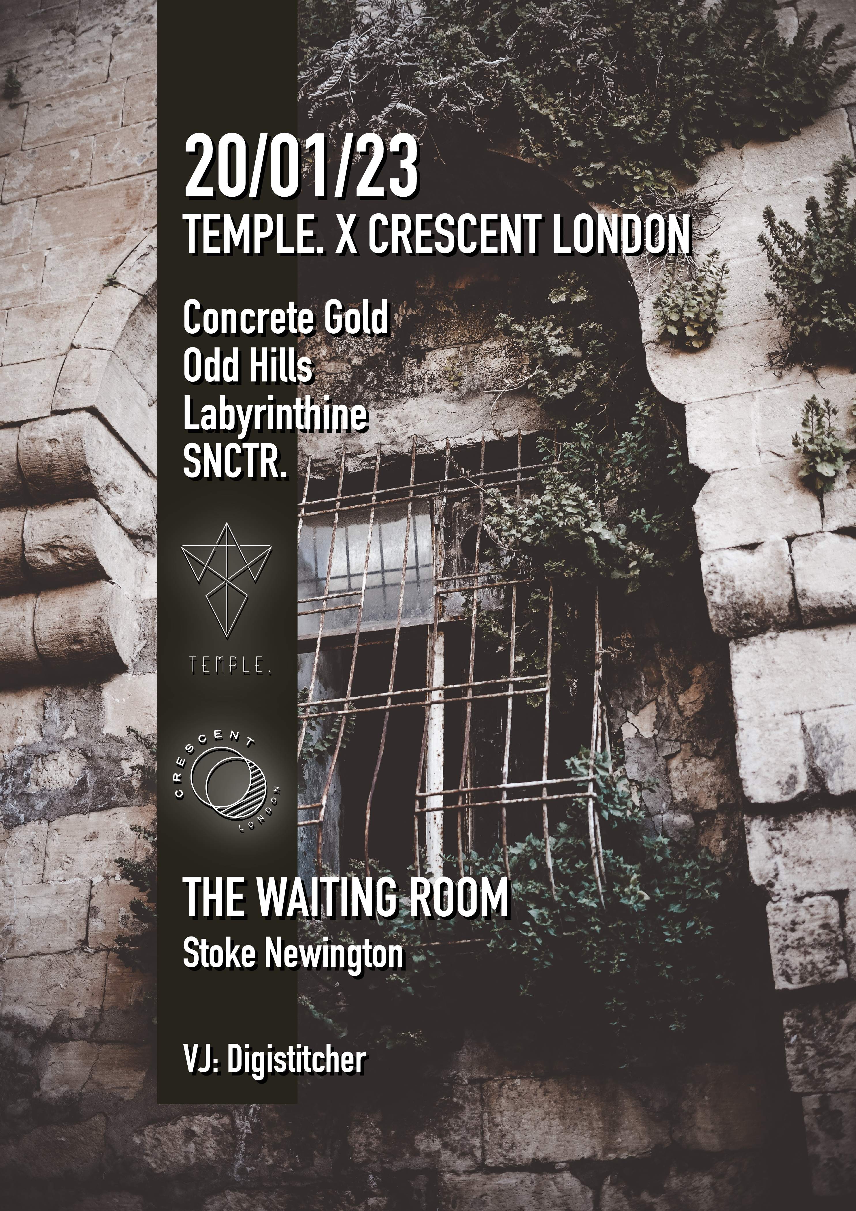 Temple. x Crescent London - Página frontal