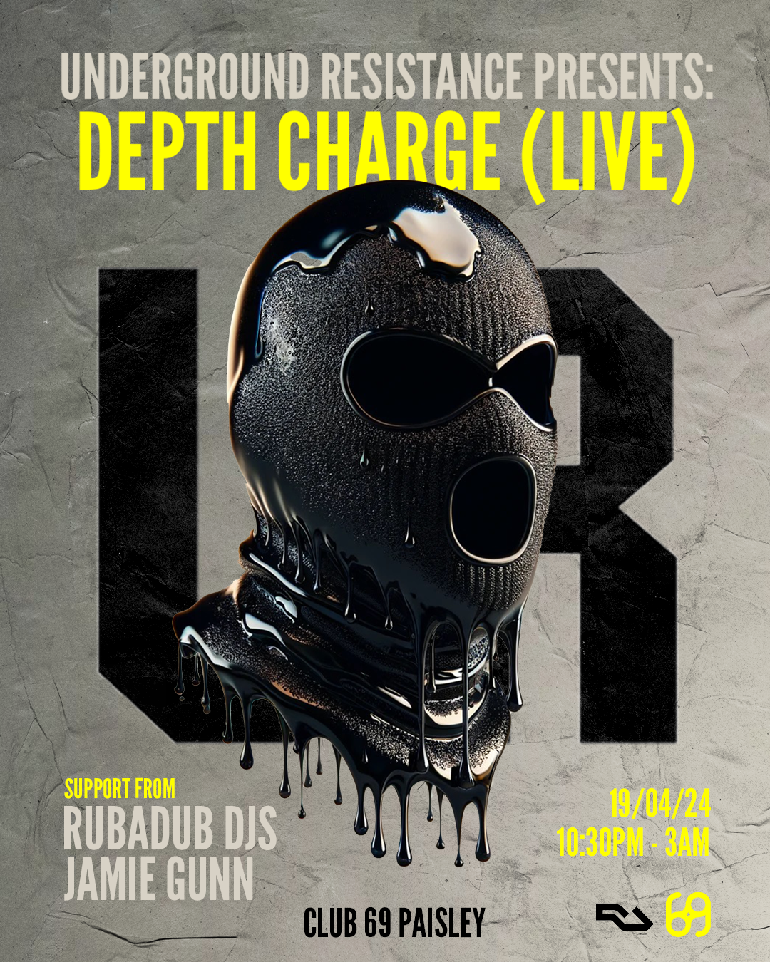 SOLD OUT - Underground Resistance PRESENTS: DEPTH CHARGE (LIVE) - フライヤー表