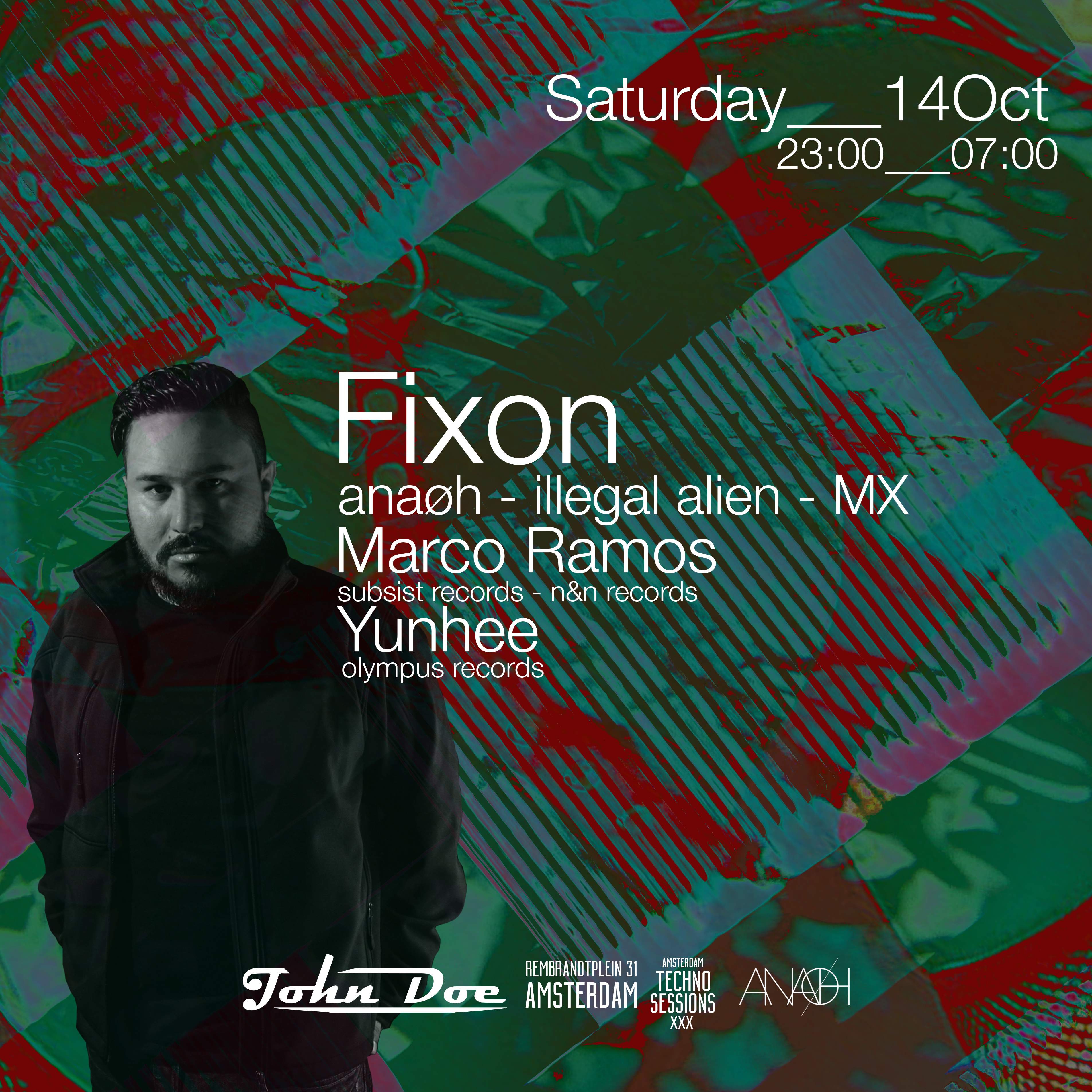 Amsterdam Techno Sessions with Fixon (ANAØH - Be As One - Illegal Alien - MORD) MEX - Página trasera