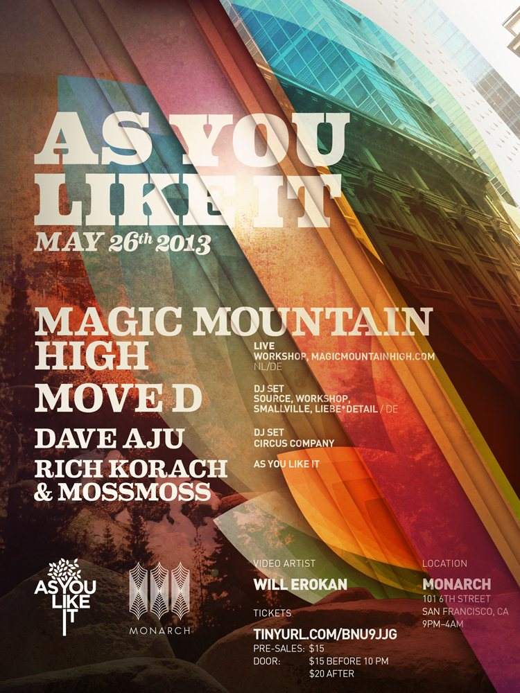 As You Like It with Magic Mountain High-Live + Move D DJ Set - フライヤー表