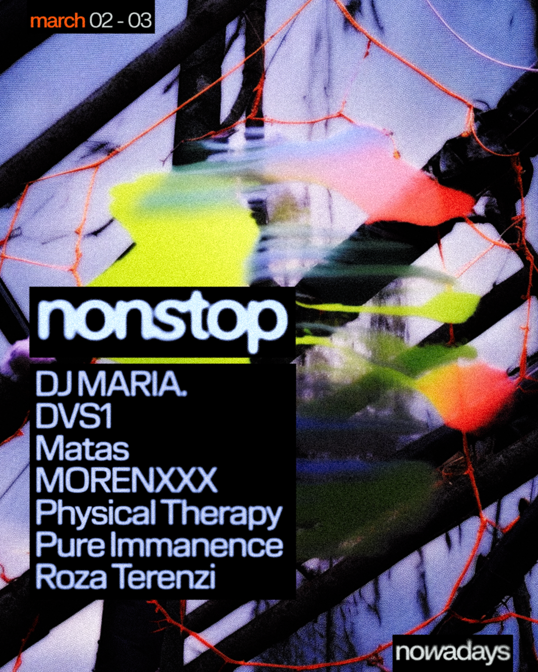 Nonstop: DJ MARIA., DVS1, Matas, MORENXXX, Physical Therapy, Pure Immanence & Roza Terenzi - Página frontal