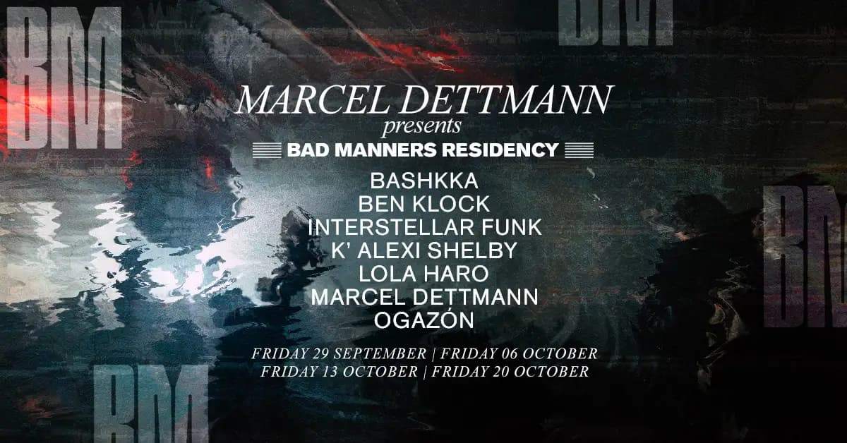 Marcel Dettmann: 4 Fridays at Phonox [Bad Manners Residency] - フライヤー表