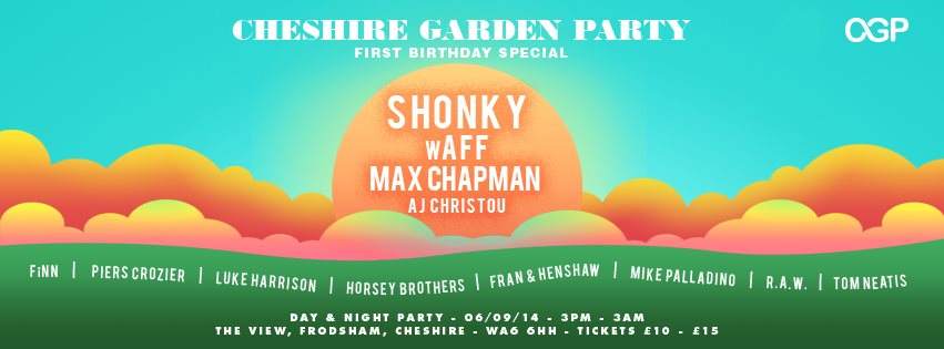 Cheshire Garden Party 1ST Birthday - Página trasera