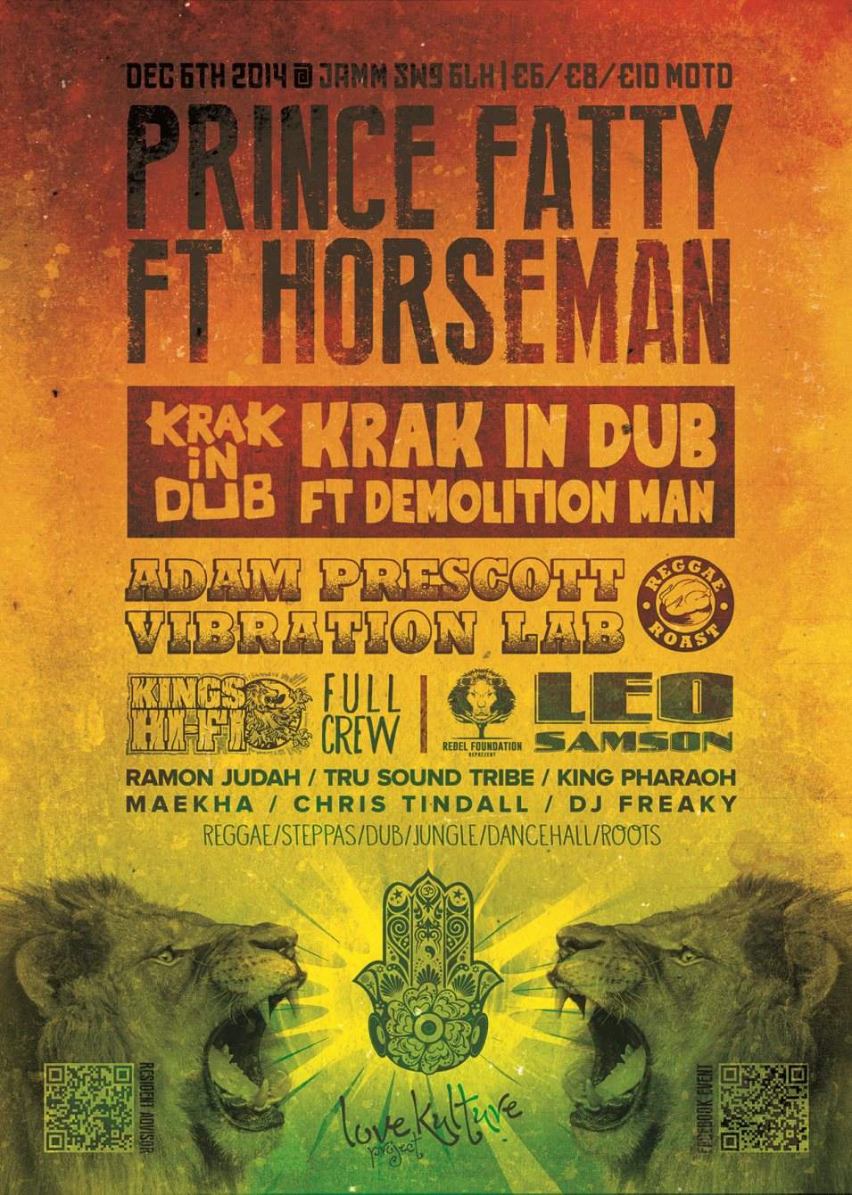 Love Kulture Project presents Prince Fatty ft Horseman, Krak in Dub + Many More - Página trasera