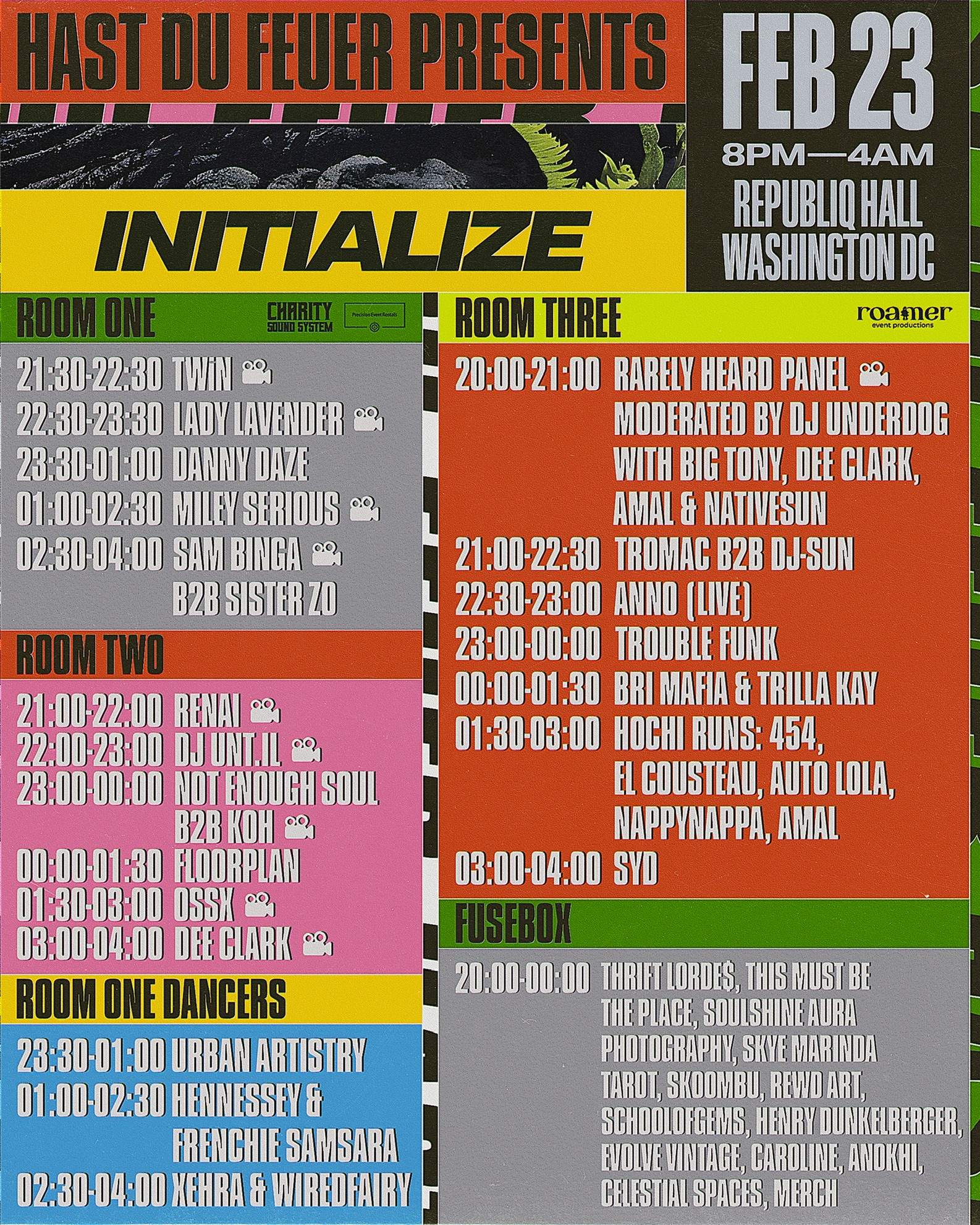 Hast du Feuer presents INITIALIZE: Floorplan, Trouble Funk & 30 more acts - Página trasera